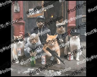 銃を持った猫 PNG、銃を持った無法者の猫 SVG、面白い猫の昇華、クールな猫のデジタル画像、ヴィンテージ猫のミーム PNG、デジタルダウンロード