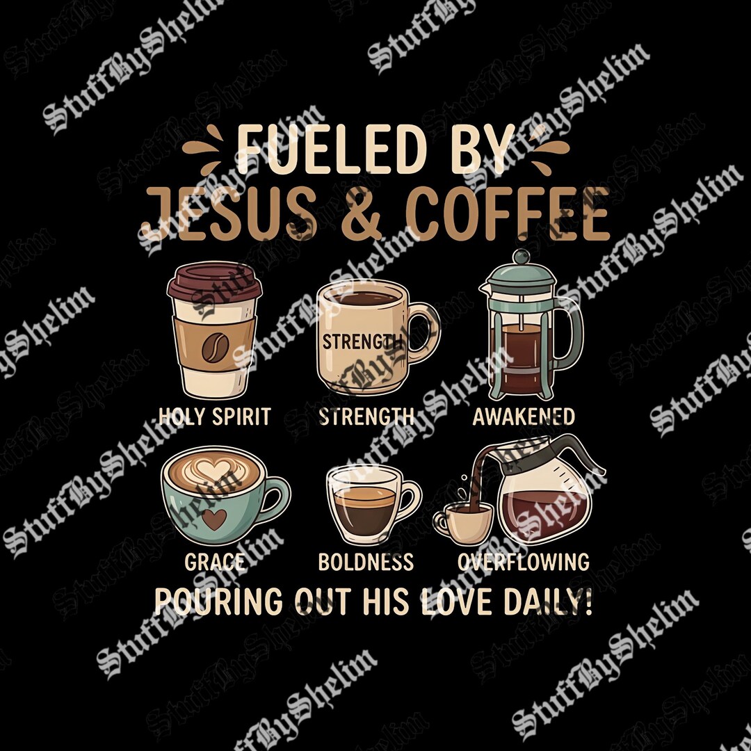 Fueled by Jesus and Coffee PNG, Jesus Lover Digital Download, Coffee ...