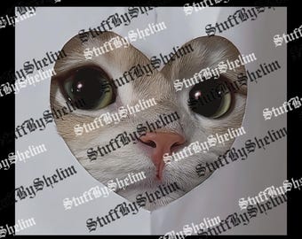 Funny Heart Face Cat SVG, Cute Cat PNG, Gen Z Joke Sublimation, Stupid Brainrot Gift, Cat Lover Gift, Funny Kitty File, Digital Download