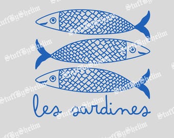 Les Sardines Fisherman PNG, Seafood Lover Svg, Sardine Tinned Fish, Fishing PNG, Ocean Life Sublimation, Marine Theme SVG, Digital Download
