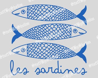 Marine Theme SVG, Digital Download, Les Sardines Fisherman, Seafood Lover SVG, Sardine Tinned Fish, Fishing PNG, Ocean Life Sublimation