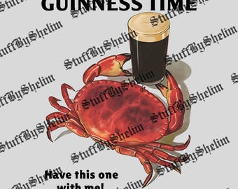 Guinness Crab Vintage Graphic File SVG, Vintage 90's Crab Dunk Tank Funny Seafood Digital Download, Funny Foodie PNG