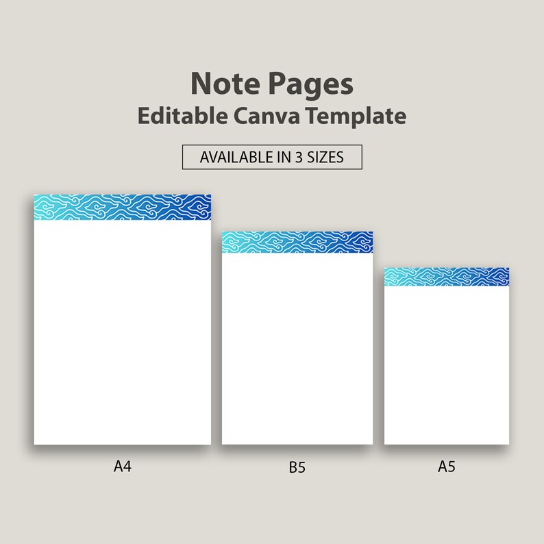 Note Pages Editable Canva Template A4 B5 A5 Printable - Etsy