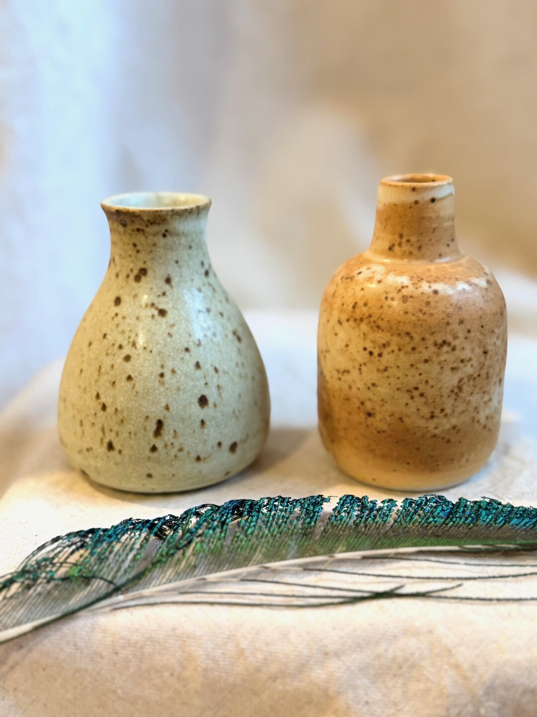 Ceramic Yellow Cream Speckled Bud Vase // Handmade Wheel-thrown ...