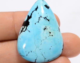 Exclusive Top Grade Quality 100% Natural Tibetan Turquoise Pear Shape Cabochon Loose Gemstone For Making Jewelry 33X24X7 mm 36.5 Ct. A-8