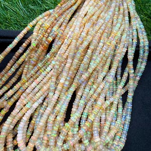Yellow Ethiopian Opal Beads Natural Gemstone, Fair Quality Opal Rondelle Beads, Jewellery Making Supplies, Wholesale Opal Strand