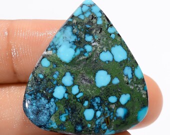 Dazzling Top Grade Quality 100% Natural Tibetan Turquoise Pear Shape Cabochon Loose Gemstone For Making Jewelry 31X28X5 mm 39.5 Ct. A-6