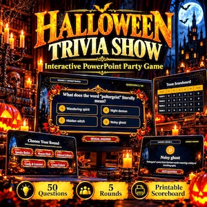 Gra w quizy na Halloween – 50-pytaniowa gra imprezowa w programie PowerPoint