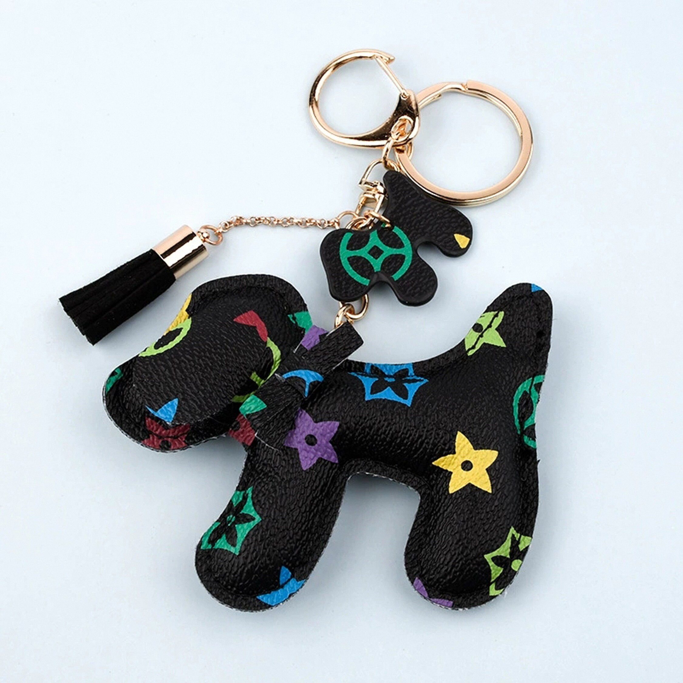 Leather Dog Bag Charm Leather Cute Papillon Dog Keychains With 