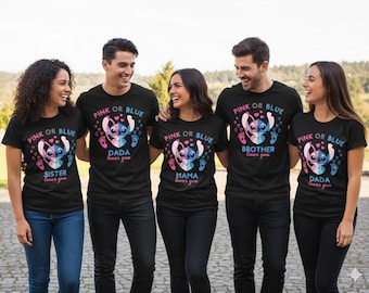 Disney Stitch Angel Gender Reveal Shirt, Keeper Of The Gender Shirt, Baby Shower Blue or Pink Shirt, Boy or Girl Pregnancy Tee, New Mom Tee