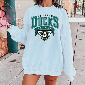 CustomCat Anaheim Mighty Ducks Orange County Vintage NHL Crewneck Sweatshirt White / 4XL