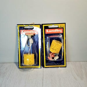 Lámparas vintage de cristal amarillo Lundby en caja sin abrir, década de 1970