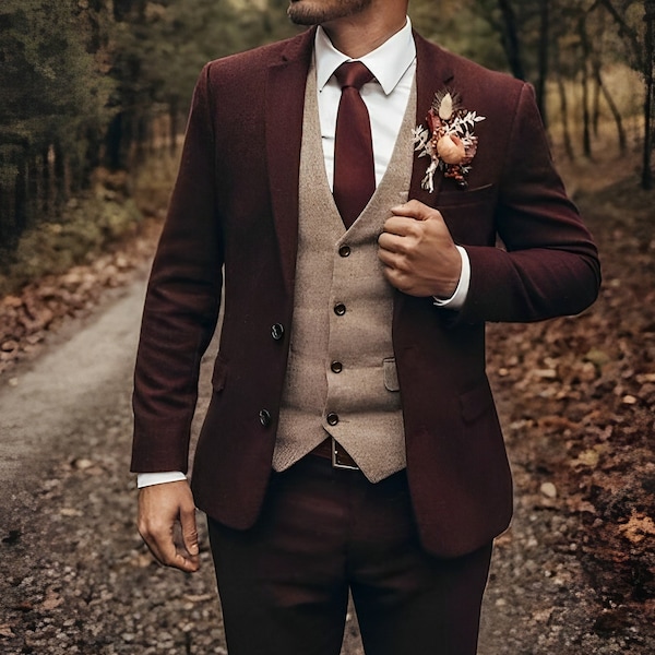 men maroon suit,men wedding suit,men suit,men tweed suit,maroon tweed suit,maroon wedding suit,suit for men,tweed suit,suit for men,promsuit