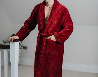 Red Velvet Jacket - Robes For Men - Men Smoking Jackets - Robes For Husband - Men Smoking Jacket - Gift For Husband - Night Weer Robes Gifts