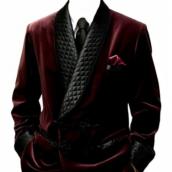 men winter jackets - men smoking jackets - elegant velvet jackets - burgundy smoking jacket - men velvet jackets - night dresses men/dad/guy