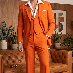 burnt orange dress pants mens Azazie James Burnt Orange Structured Stretch Slim Men's Wedding Suit Pants Size 42 Short