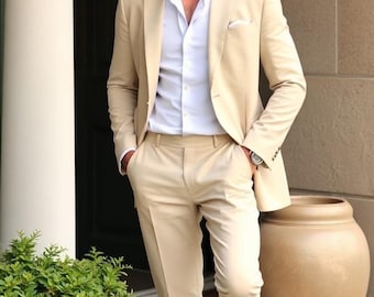 Men's Ivory Wedding Suit - Three Piece Suit