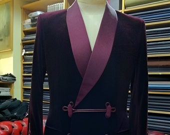 men smoking jackets - smoking jackets for men - men long jackets - robes for men - men robes pattern - maroon velvet jacket - velvet robes