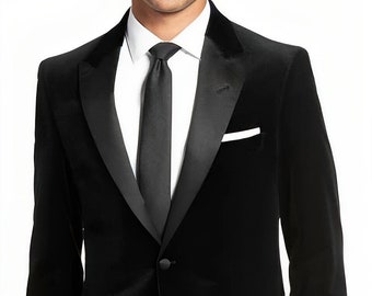 Elegant Black Velvet Jacket For Men - Stylish Men Coat - Gift For Husband - Blazer For Groom Wedding Wear Dress - Slim Fit Jackets For Prom