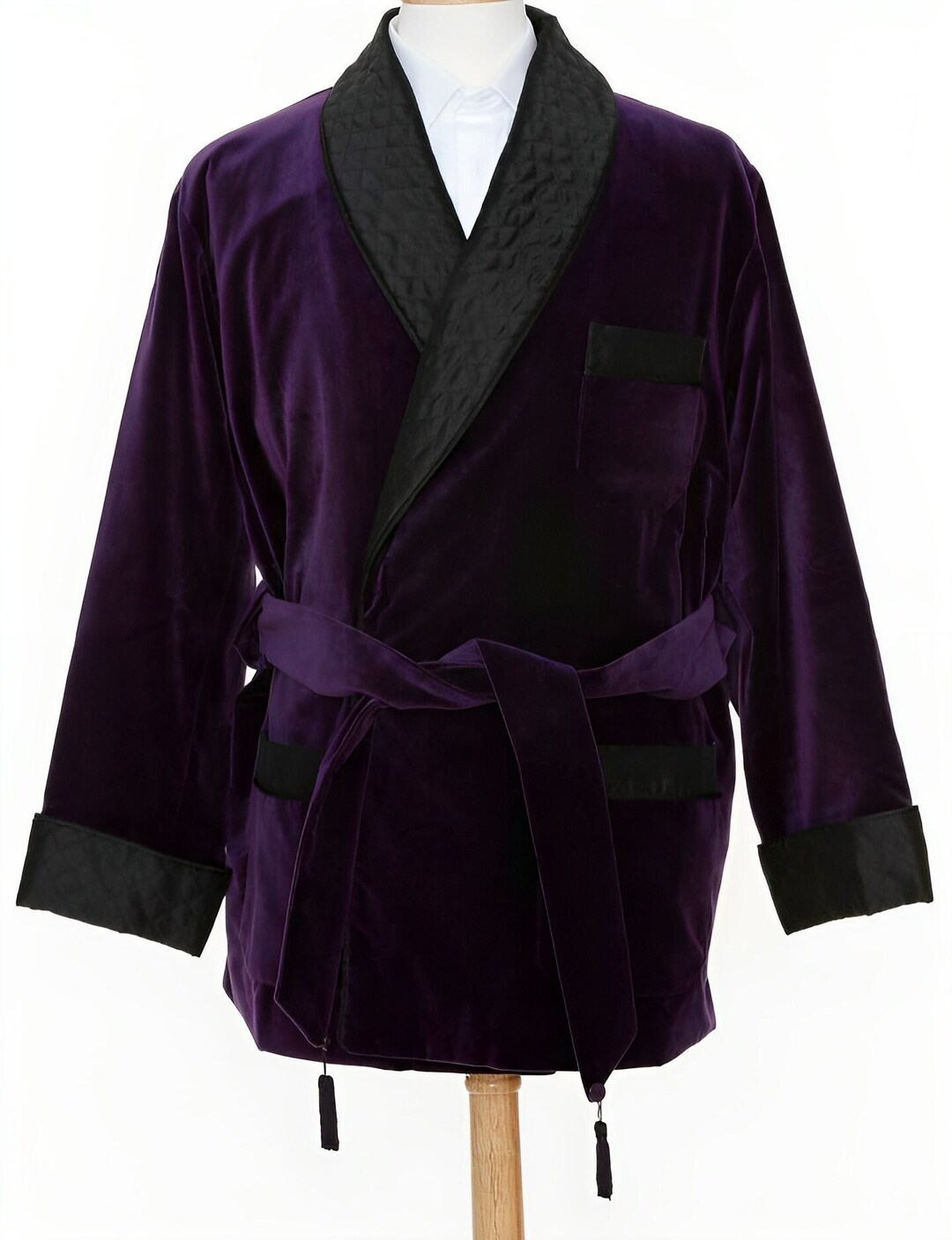 Men Smoking Jackets Quilted Purple Robe Smoking Jackets for Men Men