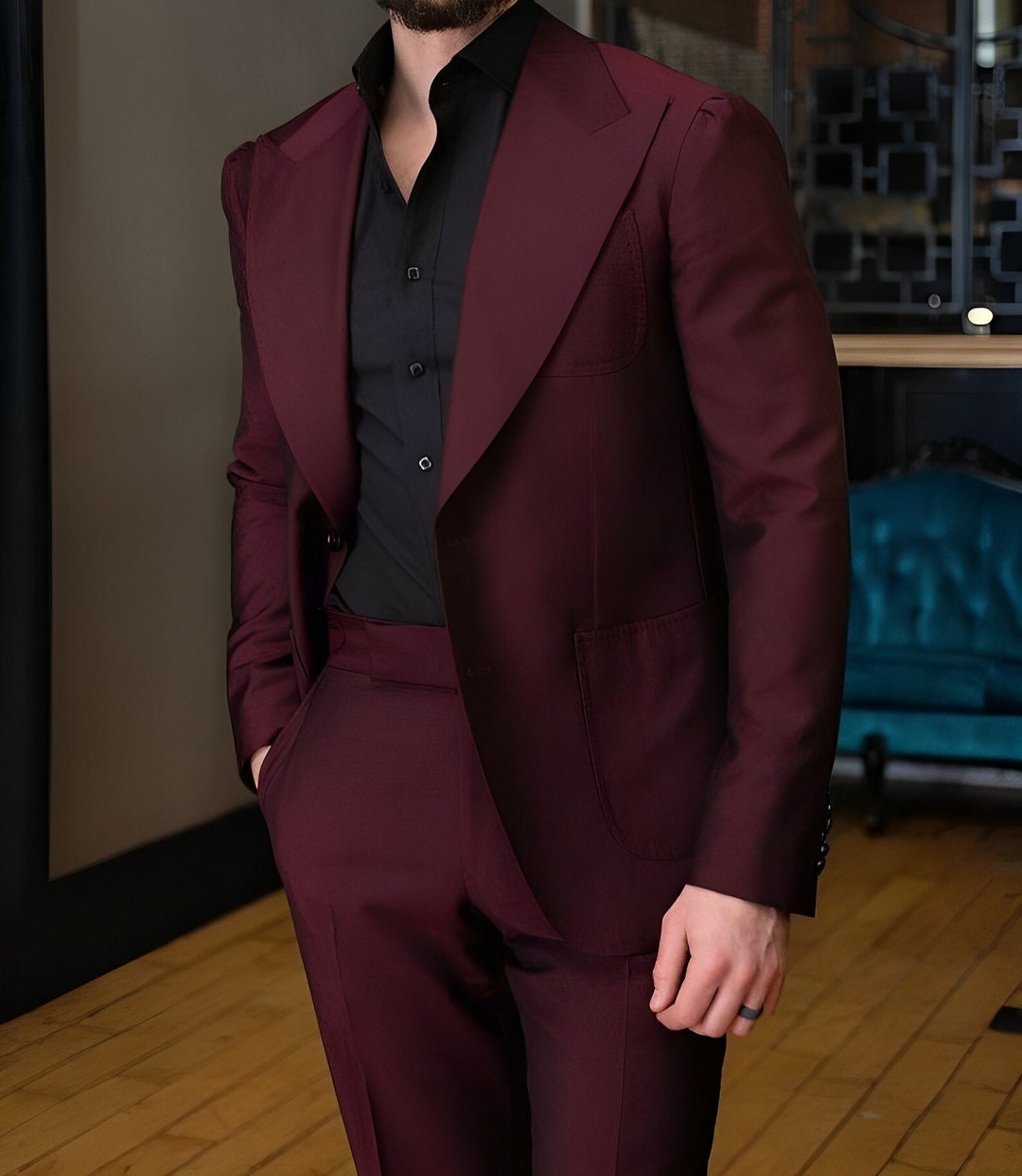Custom Men Suit Burgundy 2piece Suit for Menelegant Wedding Etsy