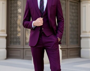 Men Suit Purple Suit Wedding Clothing For Him Elegant Attire