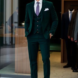Bruidegomkleding - groen herenpak - trouwpak heren - huwelijkscadeau heren - driedelig pak - slim fit pak - kostuum voor heren