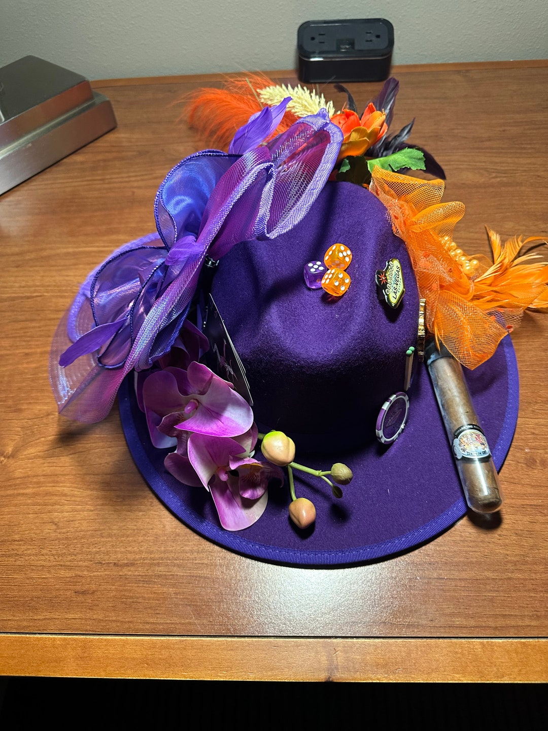 Las Vegas Theme Fedora With Attached Scarf Will Keep the Etsy