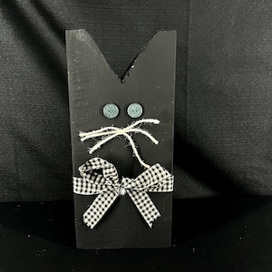 Handcrafted Black Cat Wooden Shelf Sitter