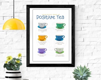 Stampa artistica del tè positivo: tazze da tè a pois (download PDF)