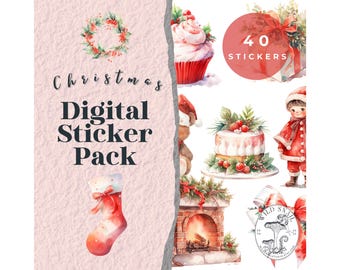 Adesivi PNG di Natale: 40 design festivi per le feste (download digitale)
