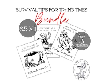 Suggerimenti per la sopravvivenza dello scheletro distopico Stampa: Caffè, Gatto, Unicorno (Download digitale)