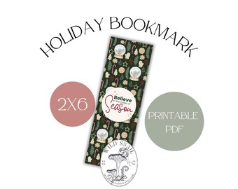 Segnalibro stampabile di Natale / Download digitale 2x6 / Divertimento festivo per gli amanti dei libri