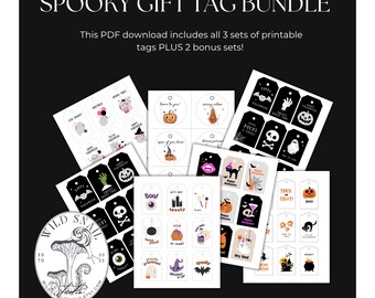 Pacchetto di etichette spettrali definitive: 3 set + 2 fogli bonus! Etichette regalo di Halloween stampabili (PDF)