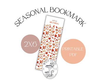 Segnalibro stampabile autunnale / Download digitale 2x6 / Atmosfere autunnali accoglienti per gli amanti dei libri