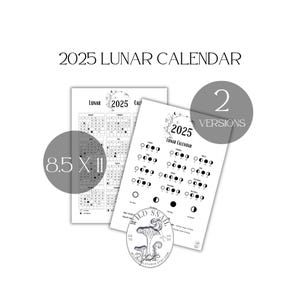 2025 Mondphasenkalender | Druckbarer Mond-Planer | 2025 Lunar Kalender Bundle: Mondphasen + Jahreskalender
