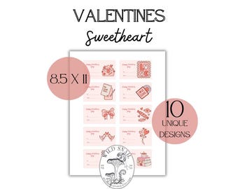 Biglietti di San Valentino stampabili con scritta "Amore" - Biglietti di San Valentino carini per la classe dei bambini (PDF)