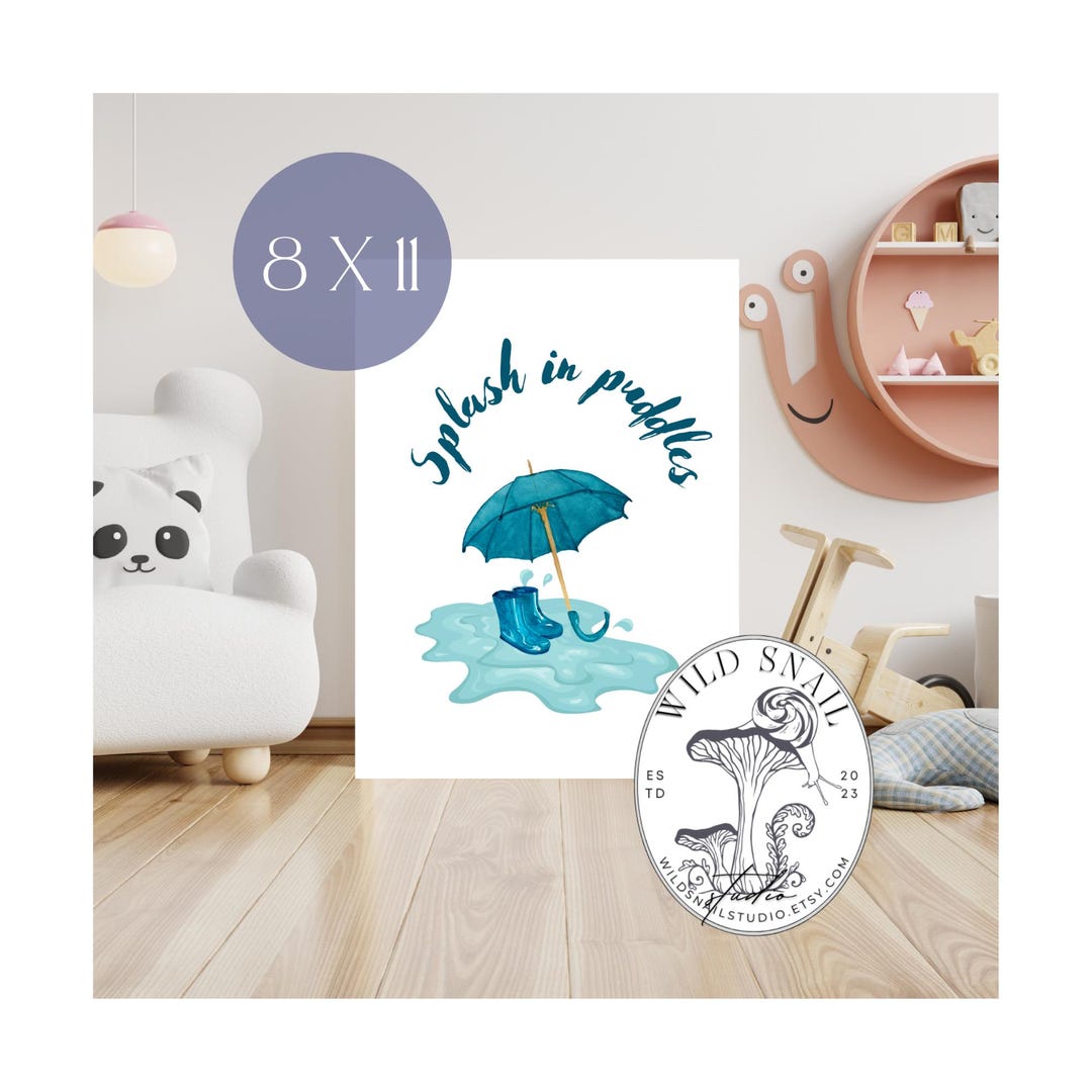 Printable Splash Puddle Splash in Puddles Print: Kids' Watercolor Nursery Decor (PDF Download ...
