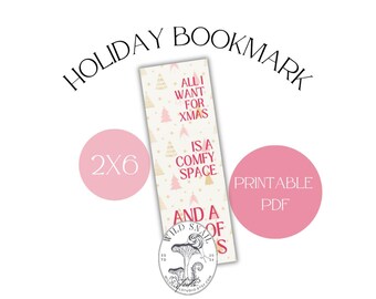 Segnalibro di Natale stampabile / Download digitale 2x6 / Allegria natalizia rosa per le tue pagine