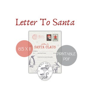 Wunderlicher druckbarer Brief an Santa | Lustige Ferienaktivität für Kinder und Erwachsene | Schreibe an den Weihnachtsmann