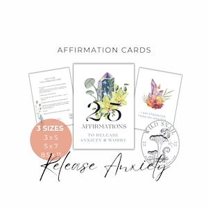Baraja de afirmaciones para aliviar la ansiedad / 25 tarjetas imprimibles / Calma tu caos interior con estilo / Libera la ansiedad