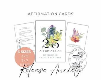 Schede di affermazione per alleviare l'ansia: 25 mantra stampabili (download digitale)