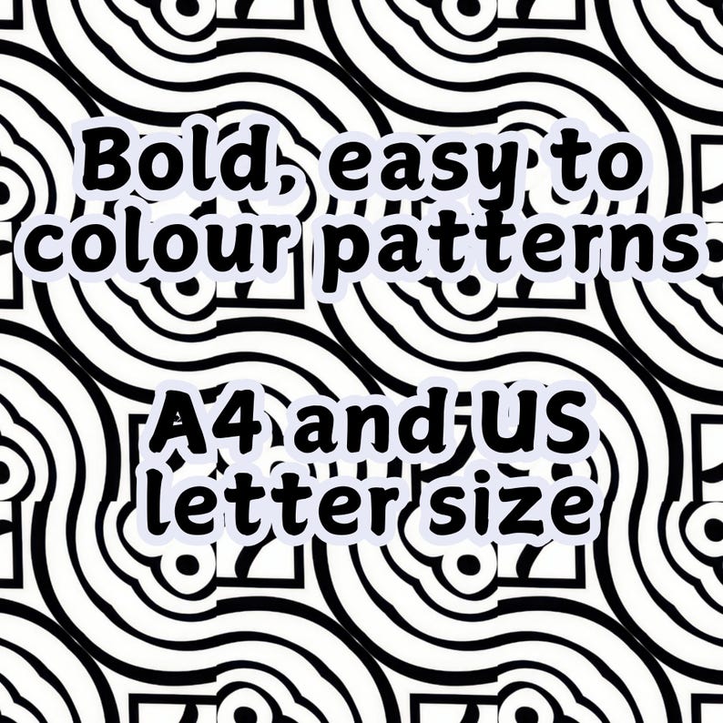 Colouring Pages A4 and US Letter Size, 55 Bold Easy Patterns, Unique ...