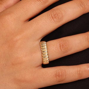 Bold 14K Gold Dome Ring – Chunky Solid Gold Band with Sculptural Texture, Statement Gold Ring for Everyday or Modern Wedding Style