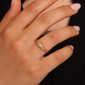 14K Gold Twisted Band Ring: Lab Grown Diamond Stacking Jewelry