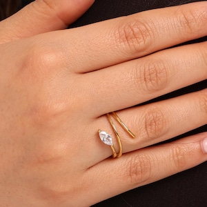 Marquise Lab Grown Diamond Ring: 14K Gold Split Shank Wrap