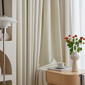 CUSTOM Chenille Herringbone Luxury Curtains Blackout with LINING for Bedroom, Living Room, Extra-Wide Curtains, 21 Colors, FREE Shipping