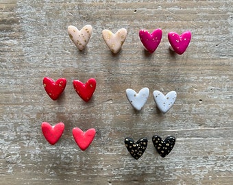 Gold Foil Heart and Knot Studs | Polymer Clay | Handmade