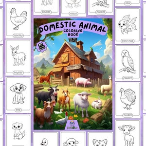 Domestic Animals Coloring Pages INSTANT DOWNLOAD Kids - Etsy