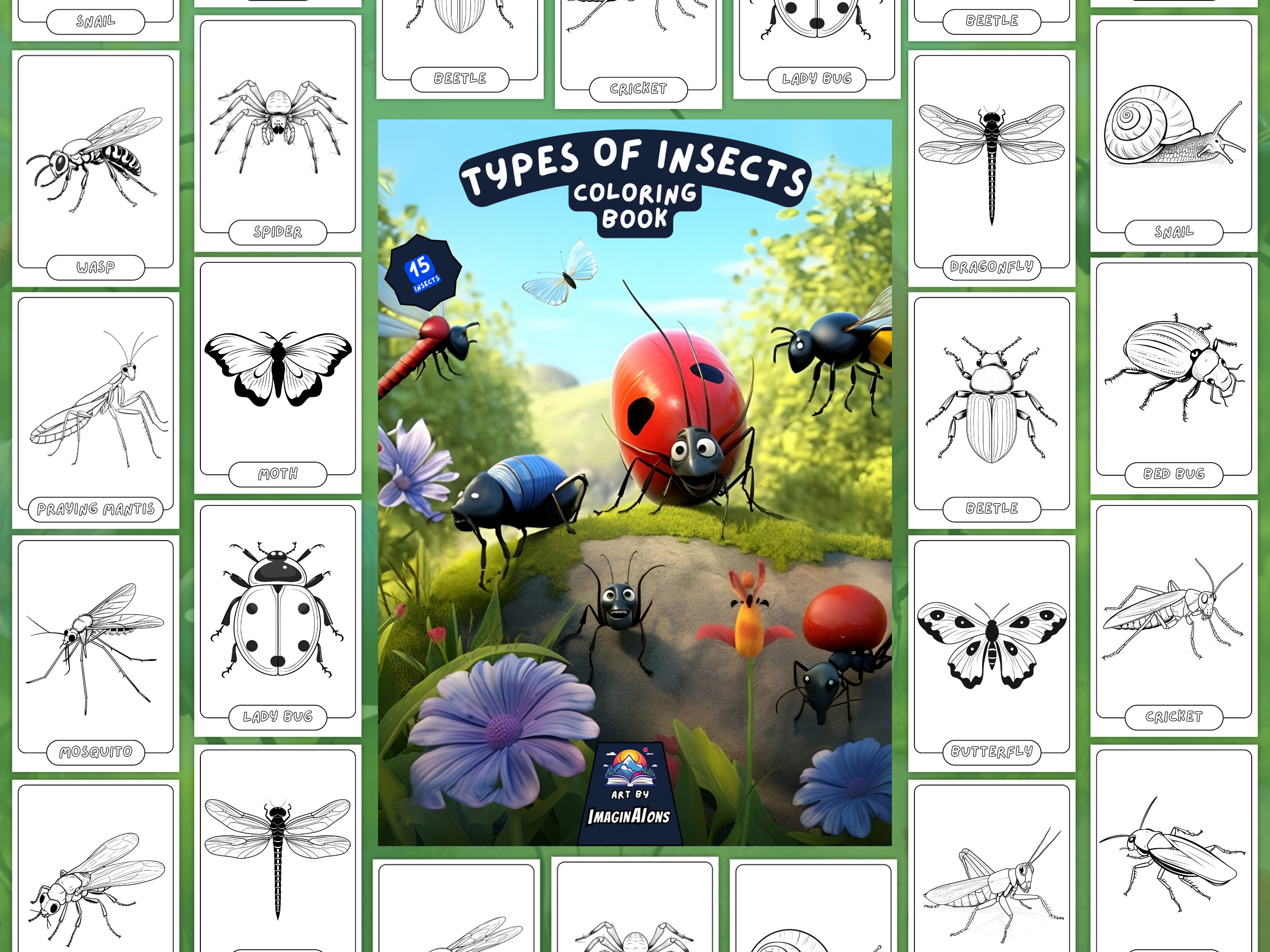 Hello Bugs & Insects Sticker Coloring Book 500 Stickers 12 Scenes Side by  Side Activity Book Design Fun Sticker Books for Kids 2-4 
